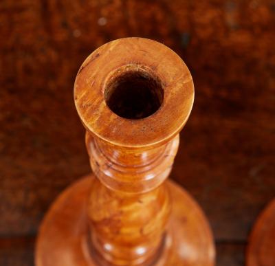 Pair of 19th Century Swedish Burl Candlesticks