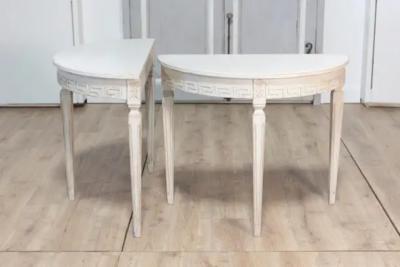 Pair of 19th Century Swedish Demi Lune Consoles