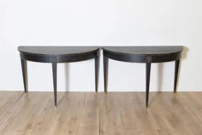 Pair of 19th Century Swedish Demi Lunes Circa 1800