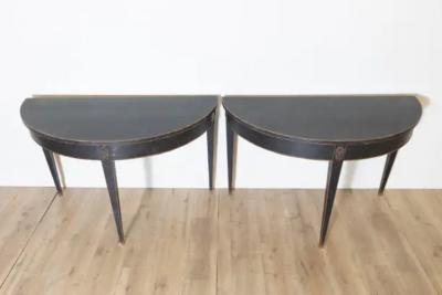 Pair of 19th Century Swedish Demi Lunes Circa 1800