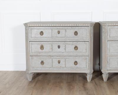 Pair of 19th Century Swedish Gustavian Painted Chests of Drawers