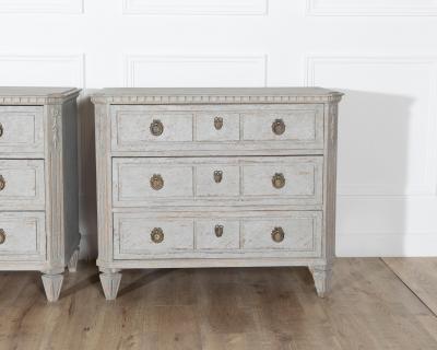 Pair of 19th Century Swedish Gustavian Painted Chests of Drawers