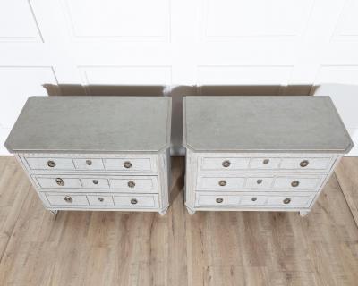 Pair of 19th Century Swedish Gustavian Painted Chests of Drawers