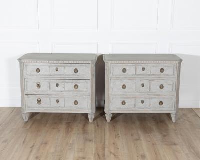 Pair of 19th Century Swedish Gustavian Painted Chests of Drawers