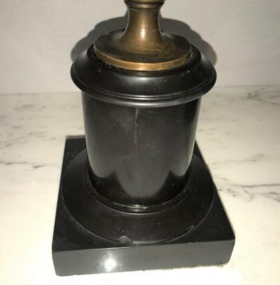 Pair of 19th Century Urns on Marble Stands Bearing Cherubs and Rams Heads