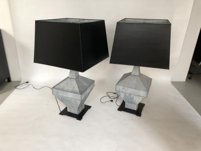 Pair of 19th Century Zinc Finial Table Lamps