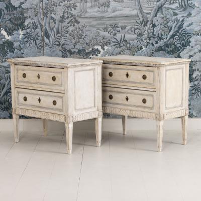 Pair of 19th c Italian Neoclassical Style Painted Bedside Commodes