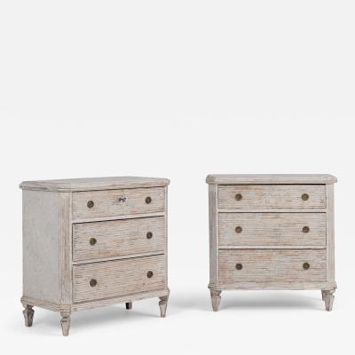 Pair of 19th c Swedish Gustavian Painted Bedside Commodes