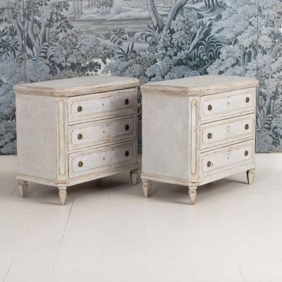 Pair of 19th c Swedish Gustavian Painted Bedside Commodes