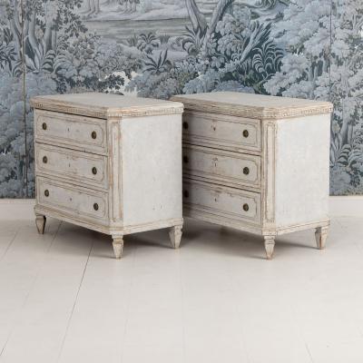 Pair of 19th c Swedish Gustavian Painted Bedside Commodes