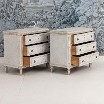 Pair of 19th c Swedish Gustavian Painted Bedside Commodes
