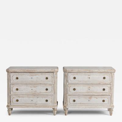 Pair of 19th c Swedish Gustavian Painted Bedside Commodes