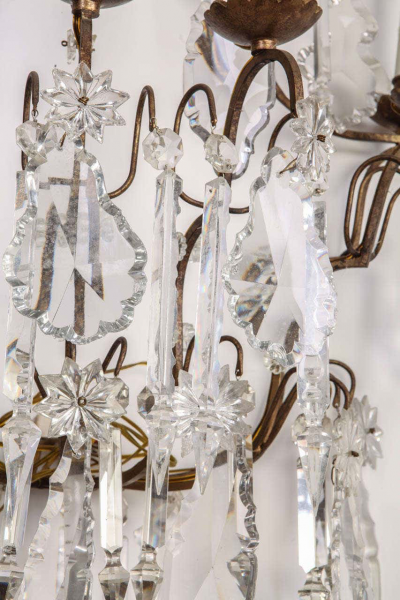 Pair of 19th century Continental Seven Branch Cut Glass Wall Lights