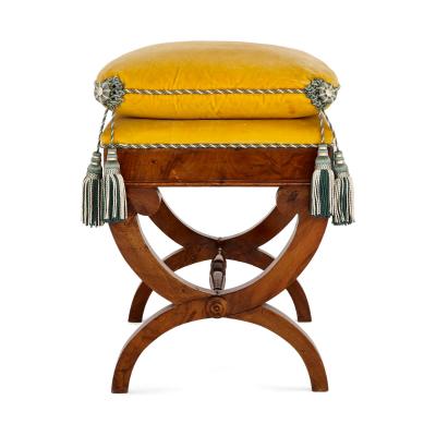 Pair of 19th century Italian upholstered X frame stools
