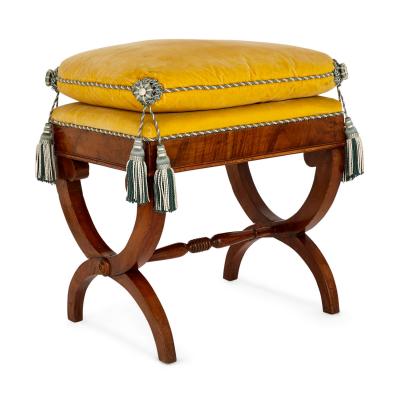 Pair of 19th century Italian upholstered X frame stools