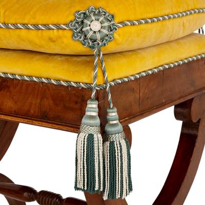 Pair of 19th century Italian upholstered X frame stools