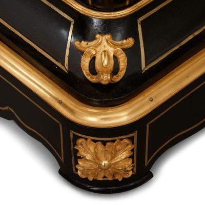 Pair of 19th century hardstone ormolu and ebonised wood pedestal cabinets