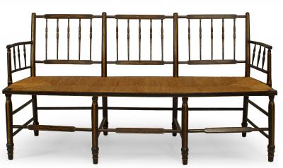 Pair of 2 American Federal Gold Stenciling Settees