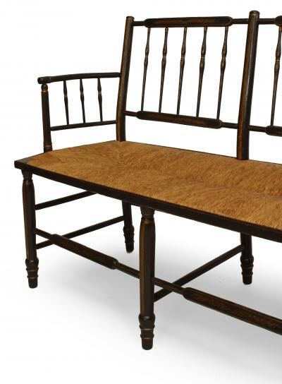 Pair of 2 American Federal Gold Stenciling Settees