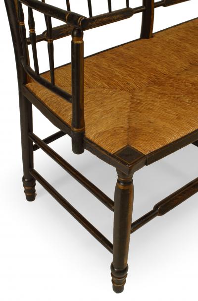 Pair of 2 American Federal Gold Stenciling Settees