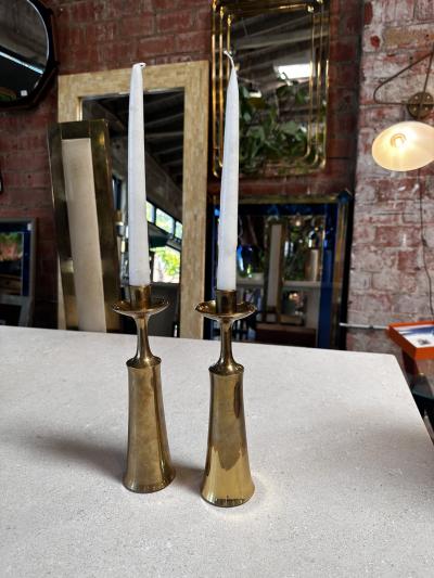 Pair of 2 Brass Candle Holders 1960