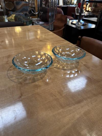 Pair of 2 Decorative Handmade Glass Bowls 1980s