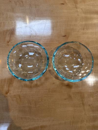 Pair of 2 Decorative Handmade Glass Bowls 1980s