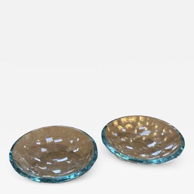 Pair of 2 Decorative Handmade Glass Bowls 1980s