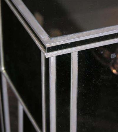 Pair of 2 Drawer Silver Trim Mirrored Nightstands