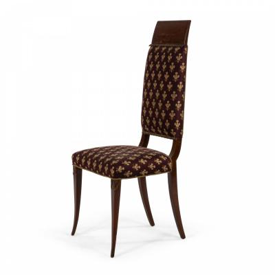 Pair of 2 English Edwardian High Back Chairs with Maroon Upholstery