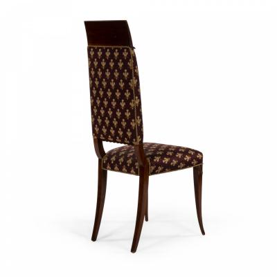 Pair of 2 English Edwardian High Back Chairs with Maroon Upholstery