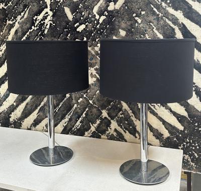 Pair of 2 Italian 50s Steel Table Lamps
