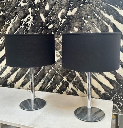 Pair of 2 Italian 50s Steel Table Lamps