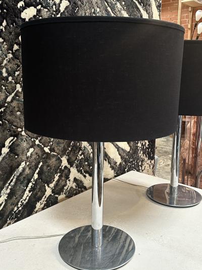 Pair of 2 Italian 50s Steel Table Lamps