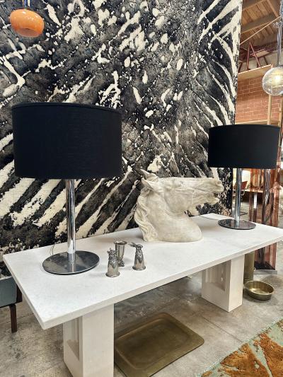Pair of 2 Italian 50s Steel Table Lamps