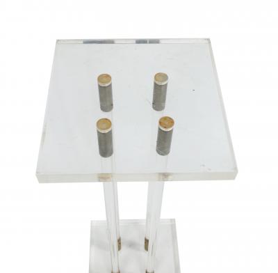 Pair of 2 Lucite Pedestals with Gilt Metal Detail