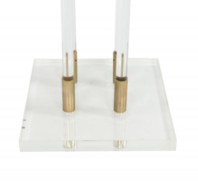 Pair of 2 Lucite Pedestals with Gilt Metal Detail