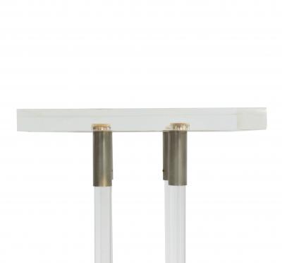 Pair of 2 Lucite Pedestals with Gilt Metal Detail