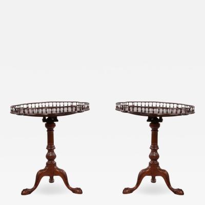 Pair of 2 Mahogany Flip Top Side Tables with Gallery