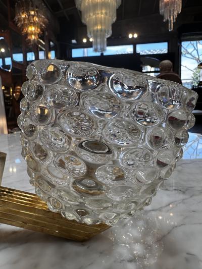 Pair of 2 Mid Century Italian Murano and Brass Wall Sconces 1960s