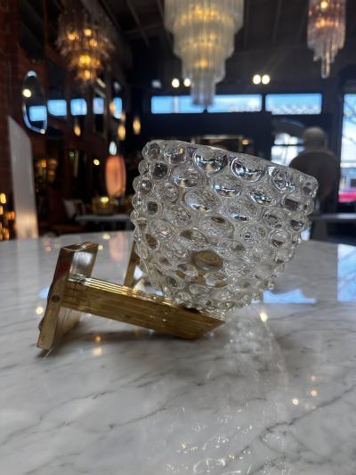 Pair of 2 Mid Century Italian Murano and Brass Wall Sconces 1960s