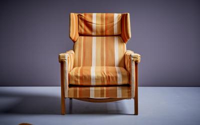 Pair of 2 Umberto Colombo Alberti Reggio Lounge Arm Chairs Orange Peach