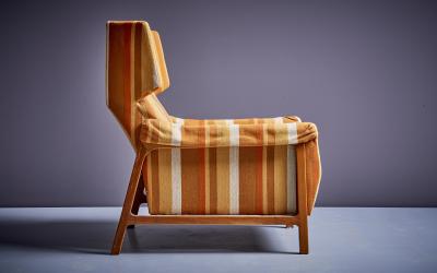 Pair of 2 Umberto Colombo Alberti Reggio Lounge Arm Chairs Orange Peach