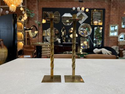 Pair of 2 Vintage Italian Decorative Brass Candlestick 1980s