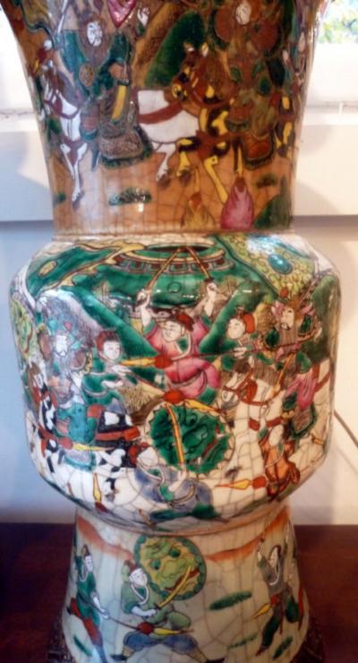 Pair of 20th Century Famille Verte Chinese Porcelain Lamps