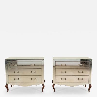 Pair of 20th Century French Art Deco Mirror Commodes