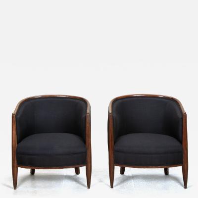 Pair of 20th Century French Art Deco Tub Chairs in the Style of Paul Follot