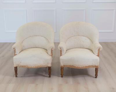 Pair of 20th Century French Chairs Ready to Upholster
