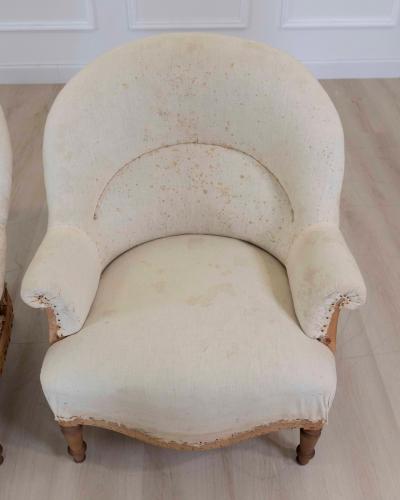 Pair of 20th Century French Chairs Ready to Upholster
