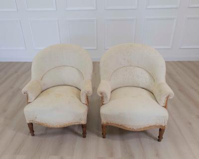 Pair of 20th Century French Chairs Ready to Upholster